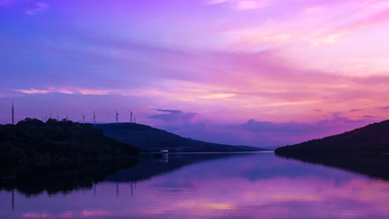 Landscap Reservoir with Twilight Light.