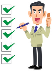 チェックが完了した工務店の男性