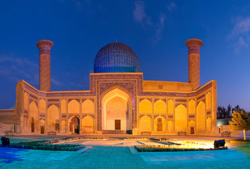 Night view of Gur Amir mausoleum, Samarkand
