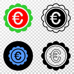 Euro award EPS vector pictograph with contour, black and colored versions. Illustration style is flat iconic symbol on chess transparent background.