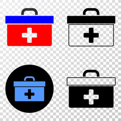 Obraz premium Medical case EPS vector pictogram with contour, black and colored versions. Illustration style is flat iconic symbol on chess transparent background.