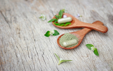 Alternative supplement with herbal medicine and herbs for healthy eating in daily life 
