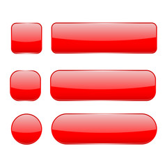 Red glass buttons. Web 3d shiny icons set
