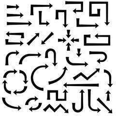 Black arrows. Set of flat bold icons