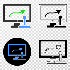 Remote control display EPS vector icon with contour, black and colored versions. Illustration style is flat iconic symbol on chess transparent background.