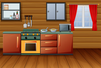 Illustration of kitchen interior traditional