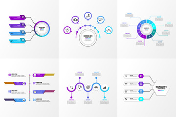 Set Of Infographics Elements Vector Design Template. Business Data Visualization Infographics Timeline with Marketing Icons most useful can be used for workflow, presentation, diagrams, reports