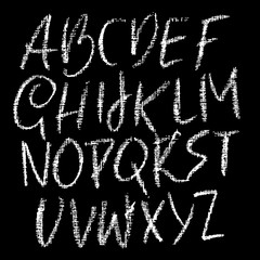 Chalk textured font. Grunge script on chalkboard. Vector calligraphy illustration.