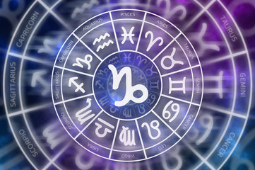 Zodiac Capricorn symbol inside of horoscope circle