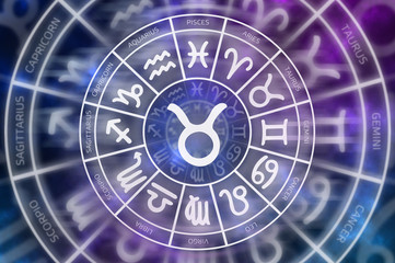 Zodiac Taurus symbol inside of horoscope circle
