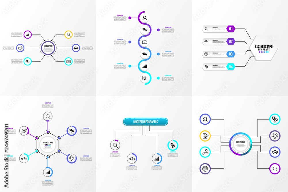 Fototapete set of infographics elements vector design template. business data visualization infographics timeli