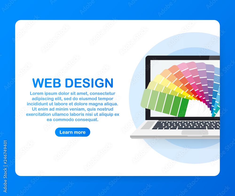 Poster web design illustration. concept of creating websites, designed banners for ui, ux design and web de