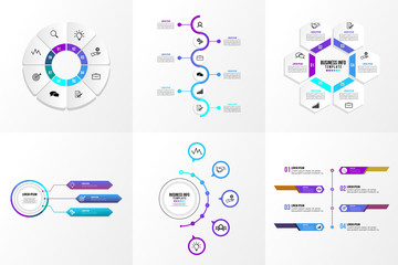 Set Of Infographics Elements Vector Design Template. Business Data Visualization Infographics Timeline with Marketing Icons most useful can be used for workflow, presentation, diagrams, reports