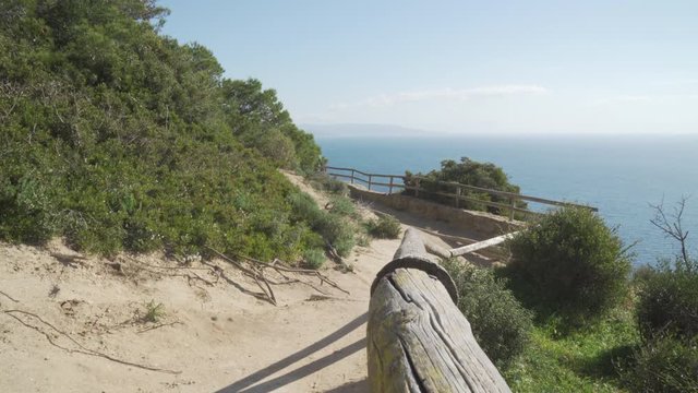 Trekking path with a lookout close to a cliff in the south of Spain.