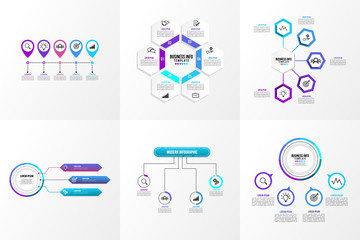 Set Of Infographics Elements Vector Design Template. Business Data Visualization Infographics Timeline with Marketing Icons most useful can be used for workflow, presentation, diagrams, reports