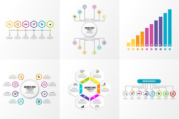 Set Of Infographics Elements Vector Design Template. Business Data Visualization Infographics Timeline with Marketing Icons most useful can be used for workflow, presentation, diagrams, reports