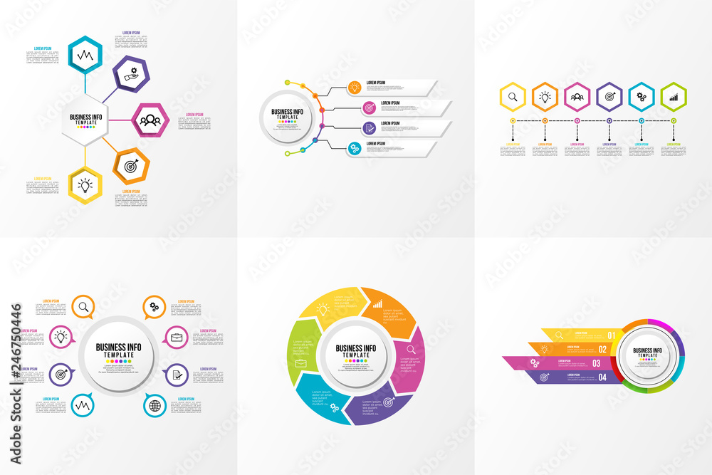 Fototapete set of infographics elements vector design template. business data visualization infographics timeli