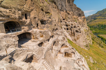 Vardzia caves beside Kura River, Erusheti Mountain, Lesser Caucasus, Georgia