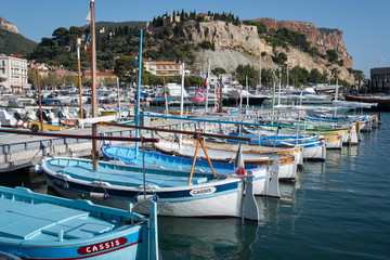 Fototapeta na wymiar Boats moored in the marina at Cassis, southern France