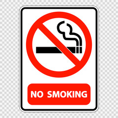 symbol  No smoking sign label on transparent background