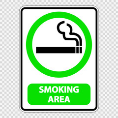 symbol  smoking area sign label on transparent background
