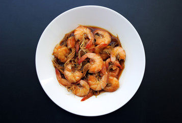 stir fry prawn with oyster sauce
