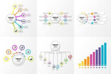 Set Of Infographics Elements Vector Design Template. Business Data Visualization Infographics Timeline with Marketing Icons most useful can be used for workflow, presentation, diagrams, reports