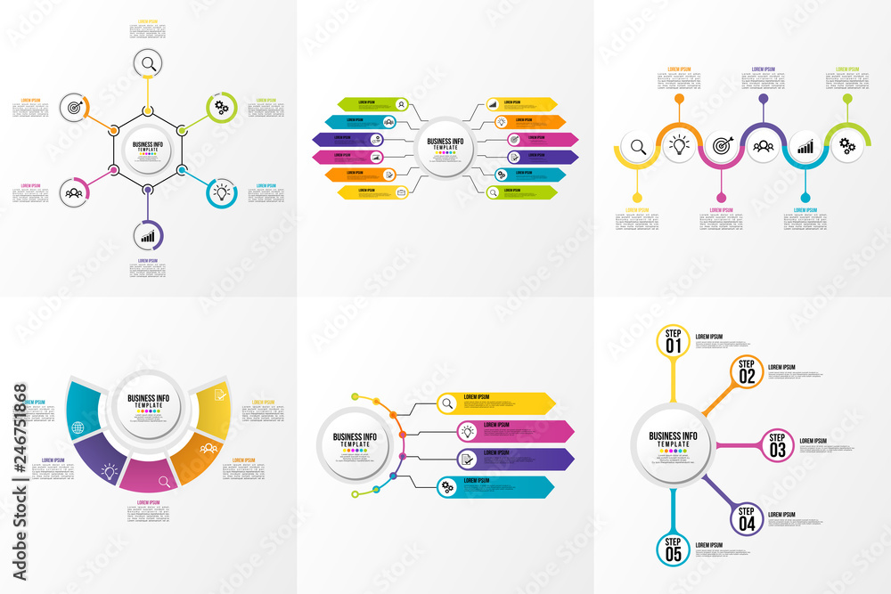 Poster set of infographics elements vector design template. business data visualization infographics timeli