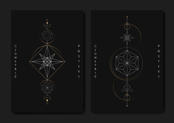 Fototapeta na wymiar Geometric astrological symbols tarot card