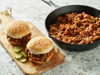 sloppy joe sandwiches freshly cooked from skillet