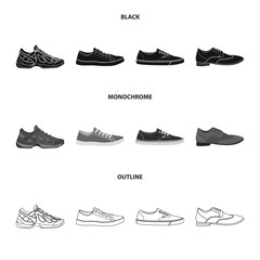 Vector design of shoe and footwear symbol. Set of shoe and foot stock symbol for web.