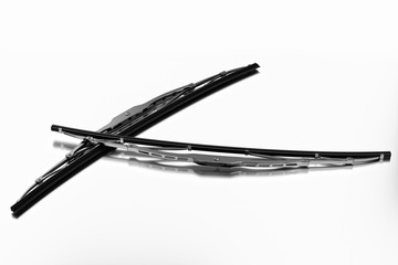 3D rendering. Windscreen wiper blade on a white background. Wiper blade for car. Spare parts, auto parts for driver safety. Wiper blade helps when it rains. Protection from rain cleaner wiper blade. - obrazy, fototapety, plakaty