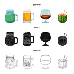 Vector illustration of drink and bar sign. Collection of drink and party vector icon for stock.