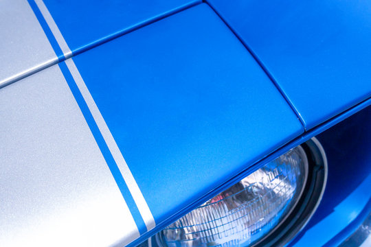 blue car headlight 