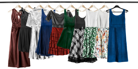 Hanging dresses isolated