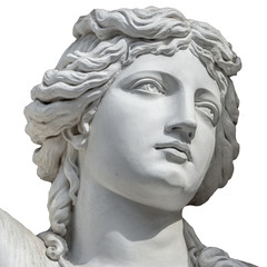 Portrait of young sensual Roman Renaissance Era woman in Vienna, Austria, isolated at white...