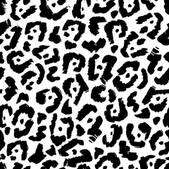 Vector Seamless pattern of leopard skin in black and white on brown background, Wild Animals pattern for textile or wall paper. Trends colour l