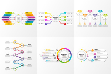 Set Of Infographics Elements Vector Design Template. Business Data Visualization Infographics Timeline with Marketing Icons most useful can be used for workflow, presentation, diagrams, reports