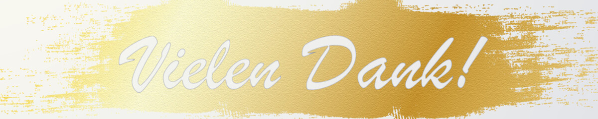 Fingerschrift Vielen Dank in goldenem Staub