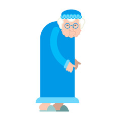 Grandmother in nightie isolated. Grandma in nighty. Little Red Riding Hood granny