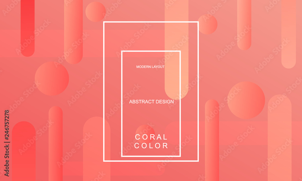 Aufkleber coral trendy color of 2019. gradient geometric dynamic abstract background. modern minimal texture f