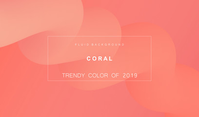 Coral trendy color of 2019. Gradient fluid abstract background. Modern texture for layout, banner, poster, flyer, card, web design. Vector eps10.