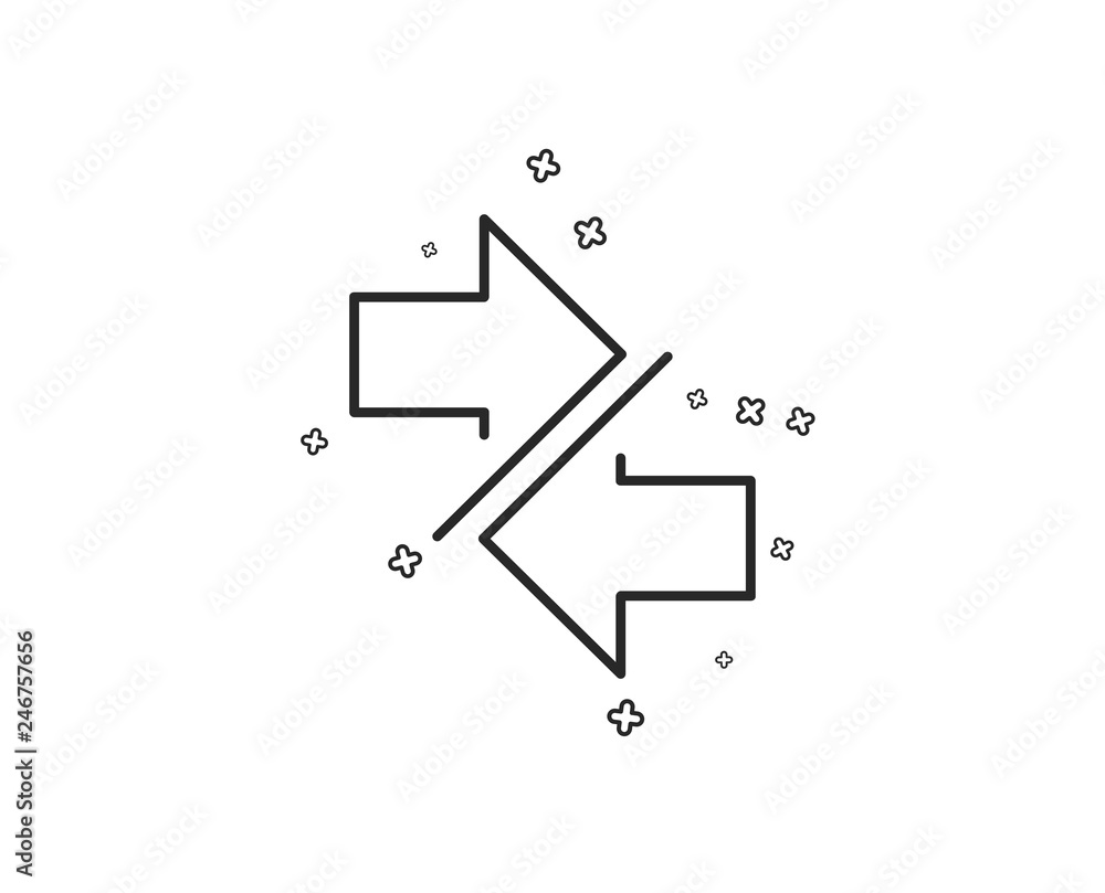 Poster synchronize arrows line icon. communication arrowheads symbol. navigation pointer sign. geometric sh