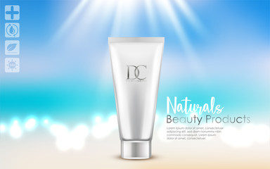 Cosmetic cream tube isolated on white background