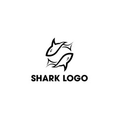 Modern Shark Flat Logo, Illustration, Vector