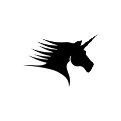 Creative logo of unicorn. Vector silhouette, isolated illustration