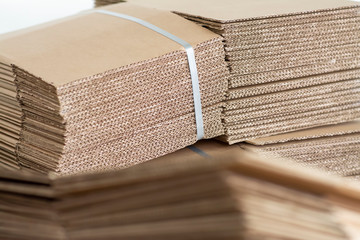 Stacks of cardboard box packaging to pack goods.