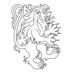 Angry lion sign on a white background.