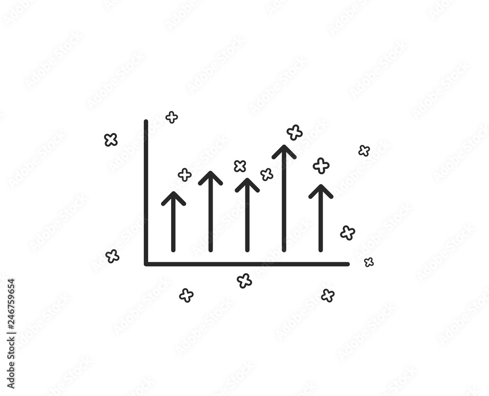 Poster growth chart line icon. financial graph sign. upper arrows symbol. business investment. geometric sh