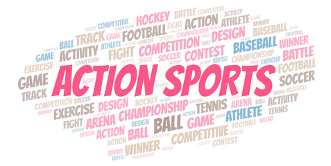 Obraz premium Action Sports word cloud.